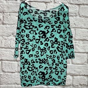 Teenbell Blouse 3/4 Sleeve Cheetah Top‎ Junior Size Medium